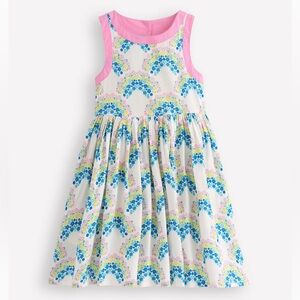 NWT Mini Boden - Harlow Back Detail Dress - Soft Ivory Rainbow Shells